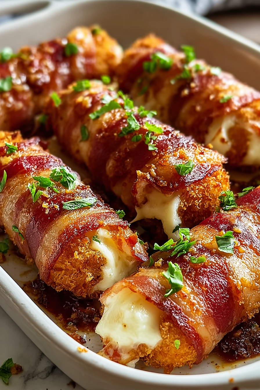 Nashville Hot Bacon Wrapped Mozzarella Sticks