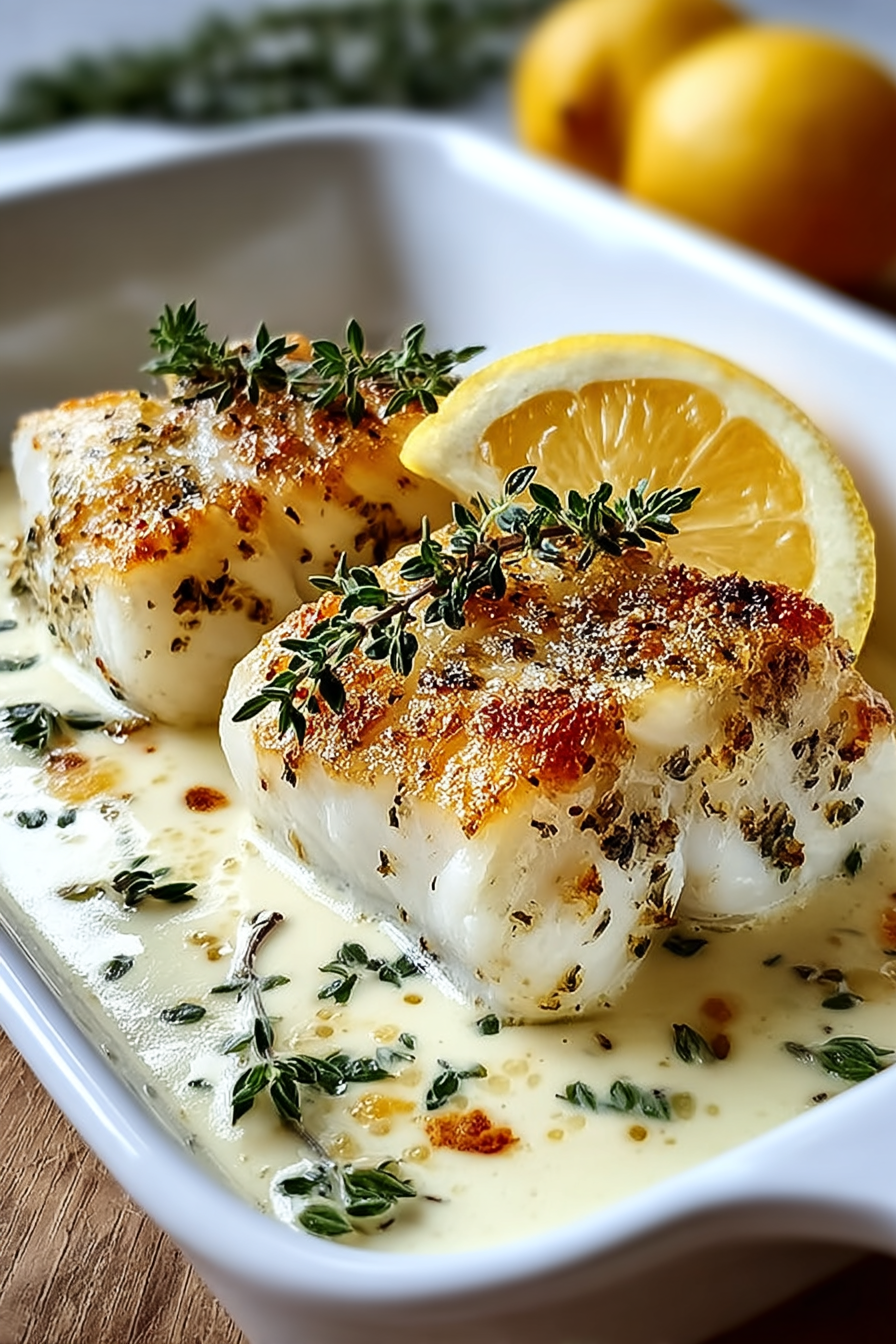 Creamy Lemon Coconut Baked Cod