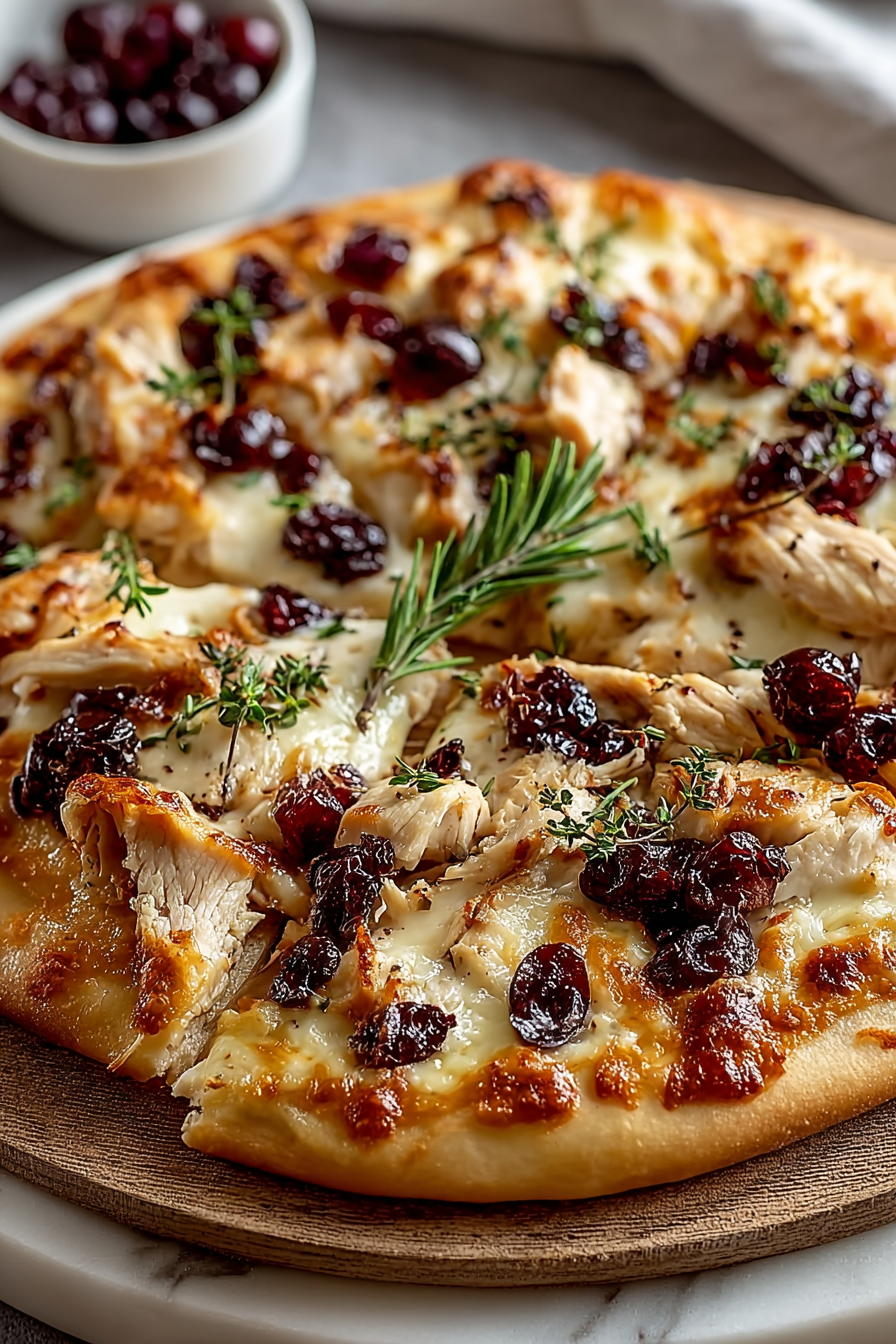 Delicious Cranberry Chicken Brie Pizza