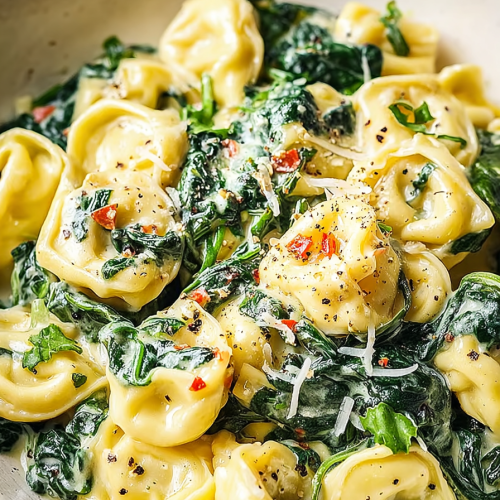 Delicious Creamy Spinach Tortellini
