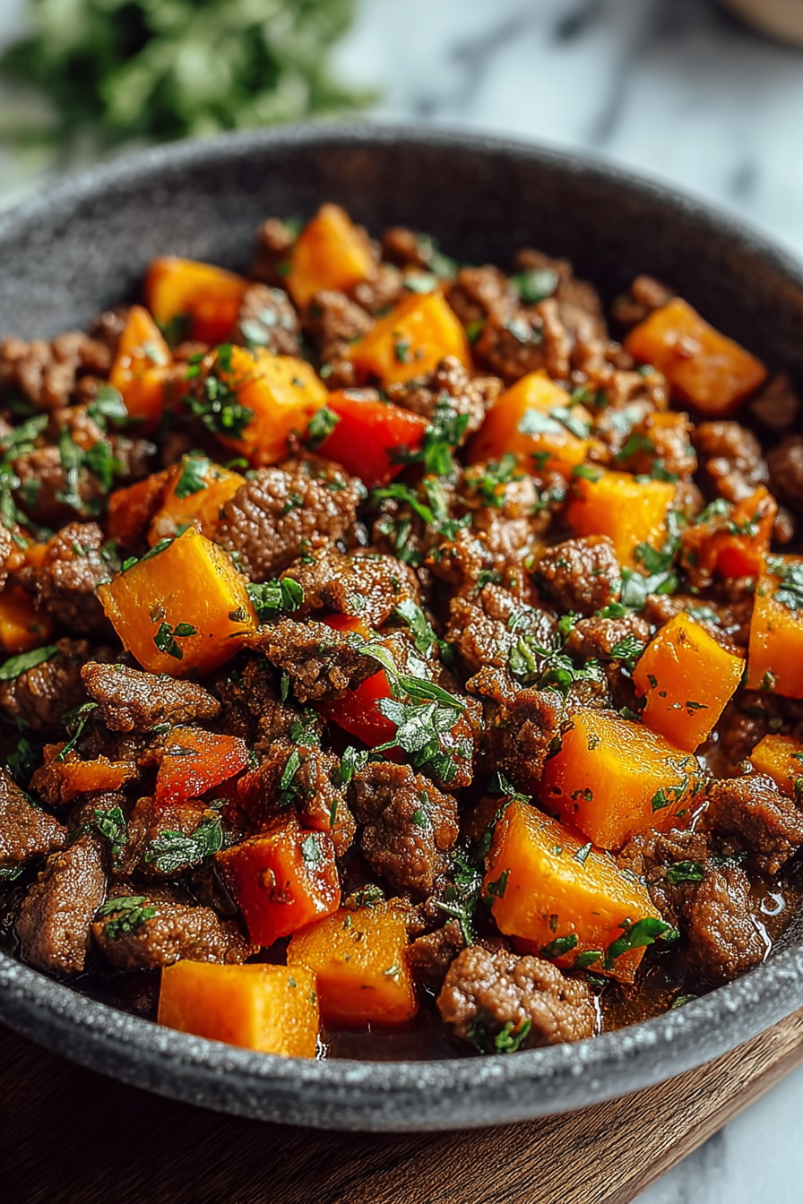 Easy Beef Sweet Potato Skillet