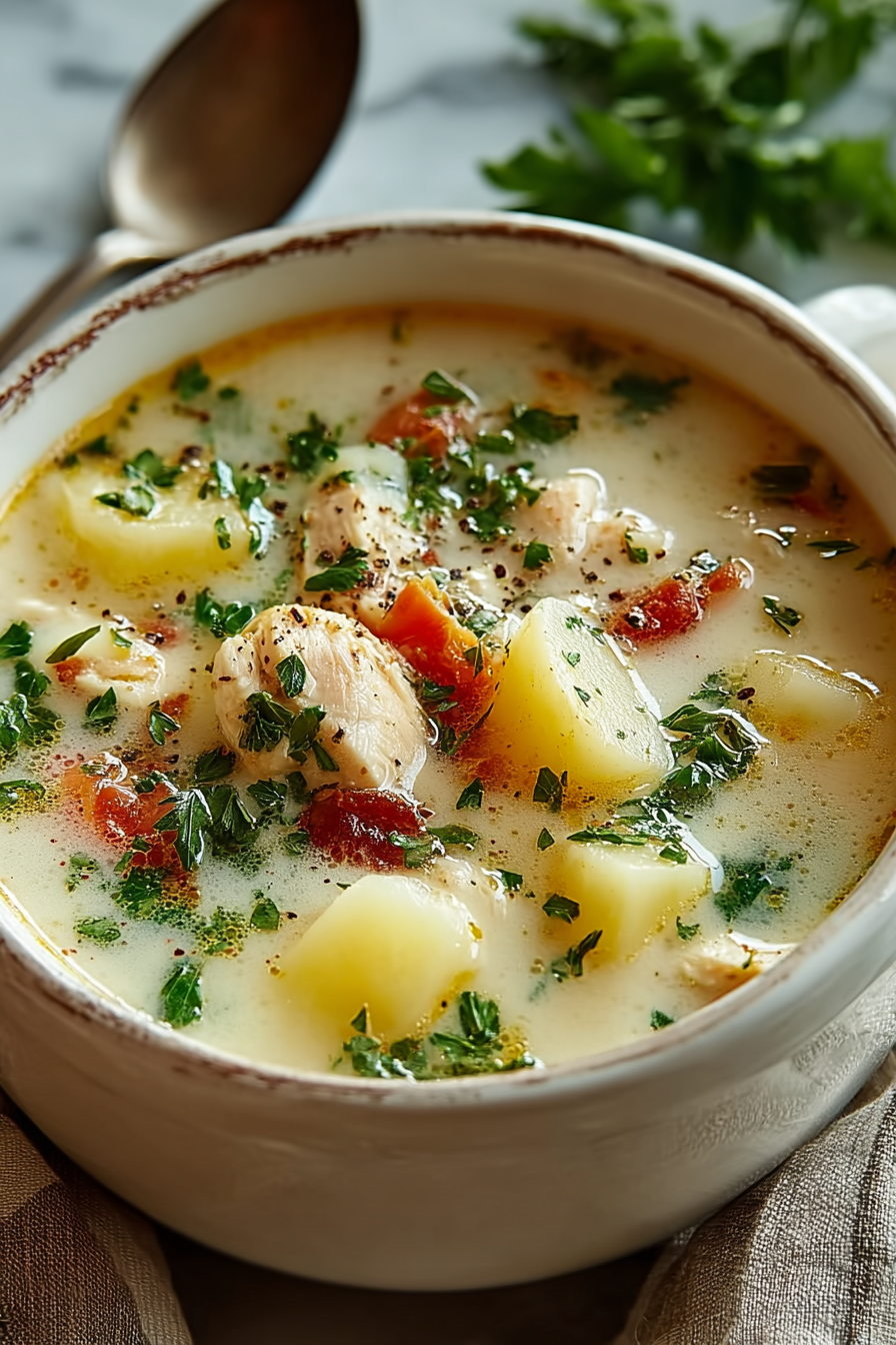 Easy Creamy Chicken Potato Soup