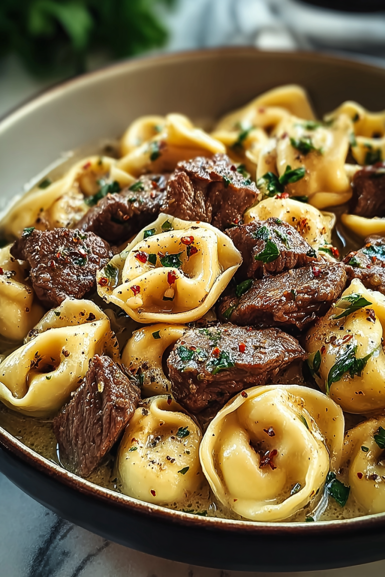 Easy Garlic Steak Tortellini
