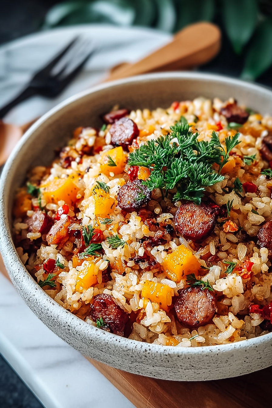 Easy Pumpkin Sausage and Rice