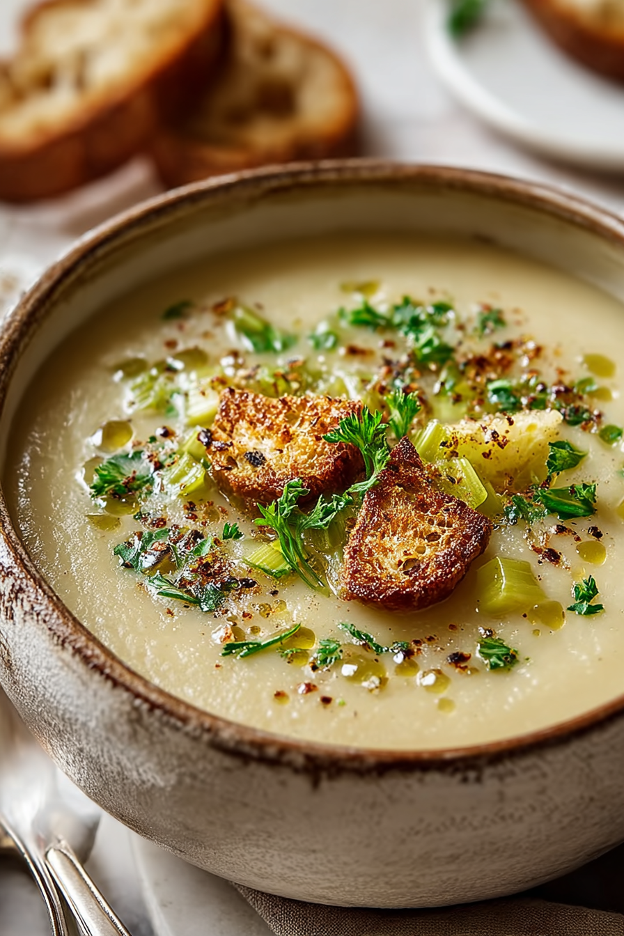 Easy Roasted Celery Potato Soup