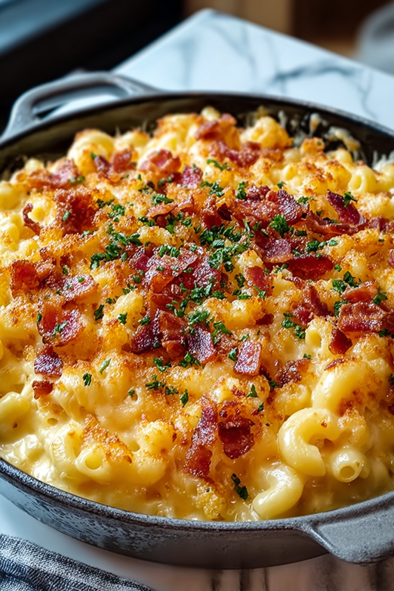 Easy Skillet Bacon Mac Cheese
