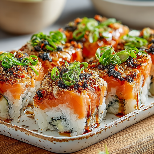 Easy Spicy Salmon Sushi Bake