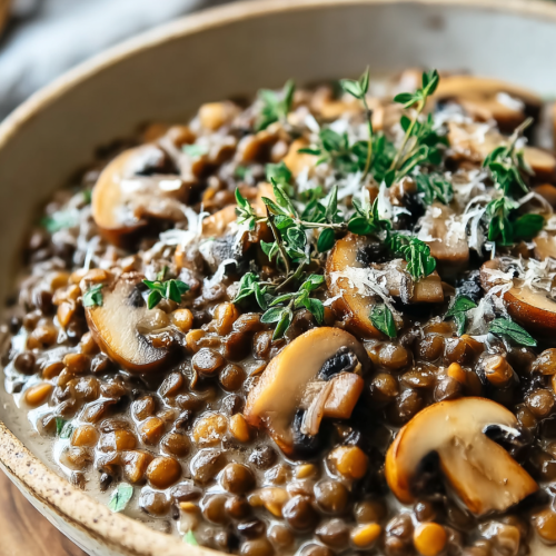 Easy Vegan Lentil Mushroom Stroganoff