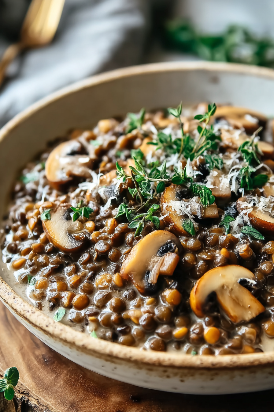 Easy Vegan Lentil Mushroom Stroganoff