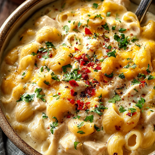 Easy White Chicken Chili Cheese Mac