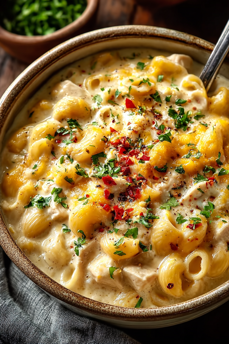 Easy White Chicken Chili Cheese Mac